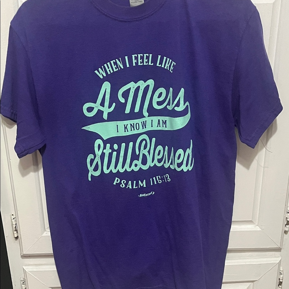 Gildan Purple Graphic Tee with Mint Text